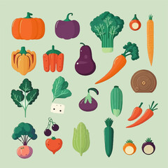 Vegetable collection in vector format with a minimalist and elegant design