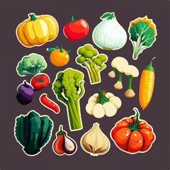 Cartoon vegetable collection with adorable and lovable characters