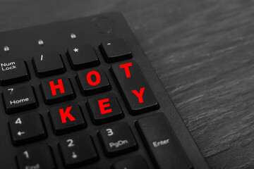 Hot Key on Black Keyboard, Hotkeys, Shortcut Keyboard Button, PC Hotkey, Keystroke Photo