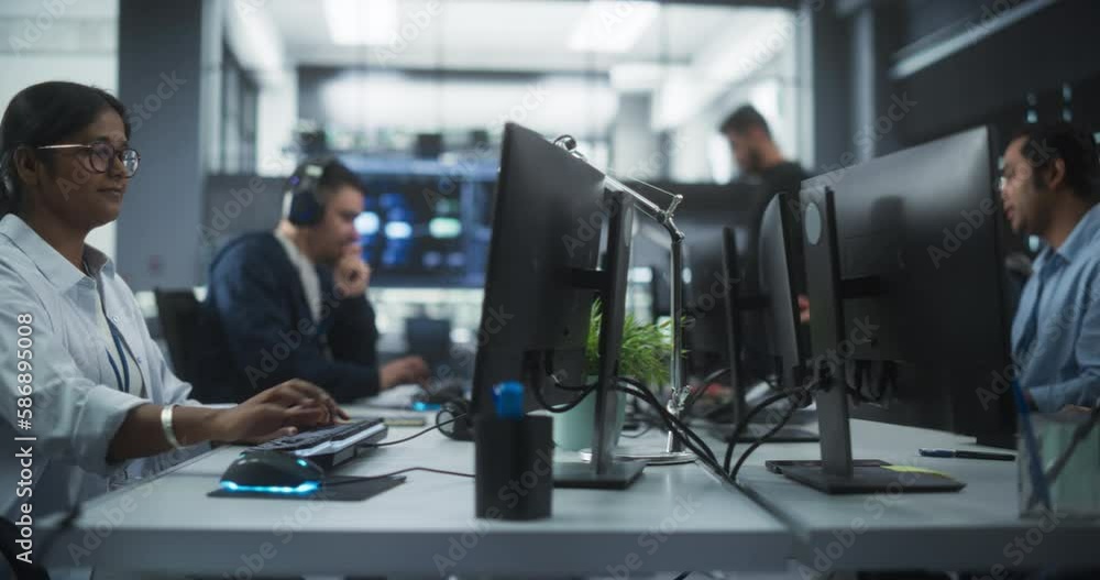 Fototapete Diverse Software Development Department Working on an Artificial General Intelligence Tool by Optimizing Language Models. Group of Web Engineers Create an AI with Reinforced Learning Techniques