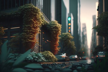 Cinematic photo beautiful city of the future street