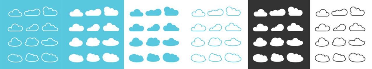 Cloud icon set. Weather icon. Flat style.