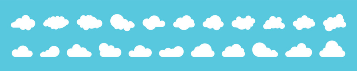 Cloud icon set. Weather icon. Flat style.