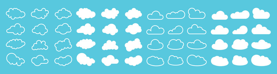 Cloud icon set. Weather icon. Flat style.