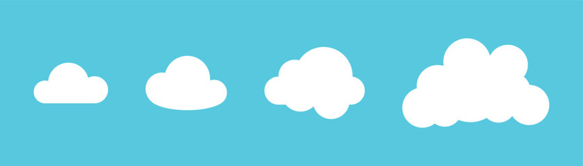 Cloud icon set. Weather icon. Flat style.