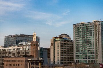 Beautiful cityscape from Sewoon Arcade or Makercity Sewoon  near Cheongyecheon during winter...