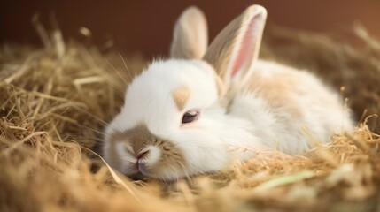 lazy white rabbit