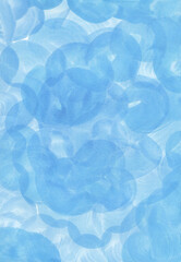 blue background with bubble and circle effects, ink illustration
