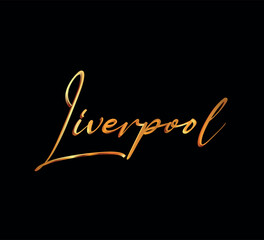decorative 3d gold liverpool text on black background