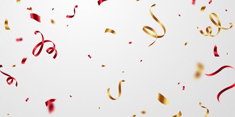 Celebration background with elegant red and gold paper for festive decoration. vector illustration