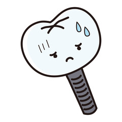 困った顔のインプラント歯のキャラクター