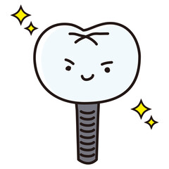 シンプルなインプラント歯のキャラクター