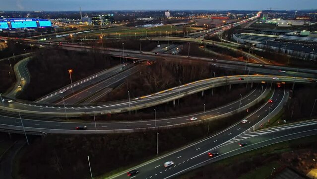 Belgian multilane highway aerial shote