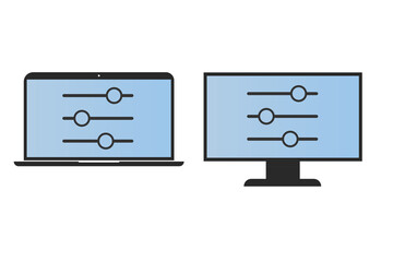 Digital setting monitor and laptop icon. Software set vector ilustration.