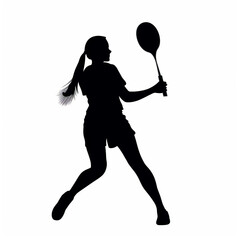 tennis, sport, player, silhouette, racket, ball, game, athlete, play, vector, badminton, woman, illustration, competition, people, sports, fun, active, tennis player, cartoon, child, exercise, playing