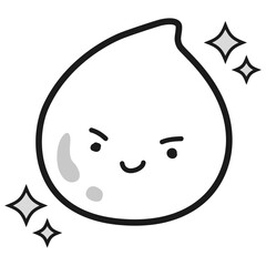 きれいな白色のしずくのイラスト（美容、医薬品、クリーム、泡など）キャラクター(白黒)