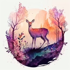 A graceful deer In the mystical forest Generative Ai