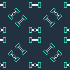 Line Chassis car icon isolated seamless pattern on black background. Vector