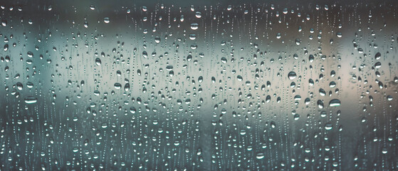 Naklejka na ściany i meble A transparent wet glass and raindrops, generative AI background