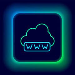 Glowing neon line Software, web development, programming concept icon isolated on black background. Programming language and program code on screen laptop. Colorful outline concept. Vector