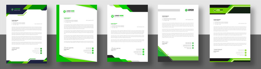 official minimal creative abstract professional newsletter corporate modern business proposal letterhead design template set with green color. letter head design set with green color. 