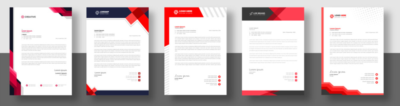 official minimal creative abstract professional newsletter corporate modern business proposal letterhead design template set with red color. letter head design set with red color. 