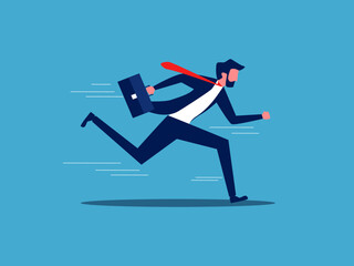 Fototapeta na wymiar Work hustle. Businessman is running fast to work. business concept vector illustration