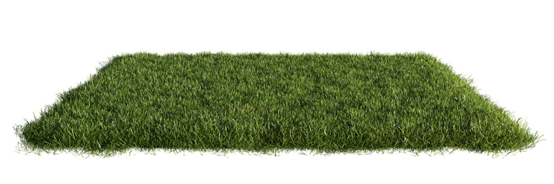 grass patch, quadratic lawn isolated on transparent background banner