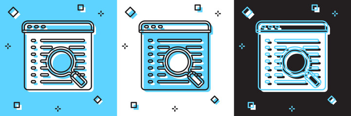 Set Search engine icon isolated on blue and white, black background. Vector