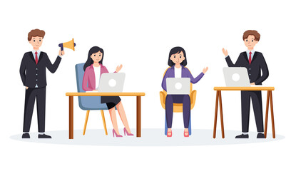 co-working space or remotely at home illustration