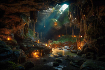 the mysteries of summer caves with high-tech lighting and equipment