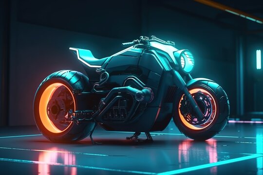 Futuristic motorcycle concept design, image by generative AI