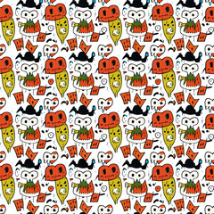 Fototapeta premium Vector seamless illustration fantastic monster pattern