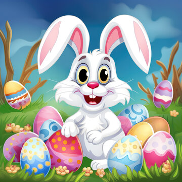 Easter Bunny Looking at the Camera: Capturing the Spirit of Easter with an Adorable Bunny Sharing a Moment of Joy - Generative AI