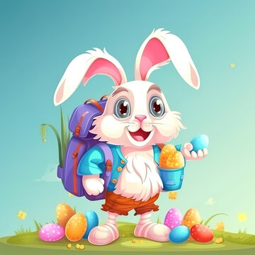 Easter Bunny Hunting for Easter Eggs: A Captivating Glimpse into the Playful Adventures of an Egg-Seeking Rabbit - Generative AI
