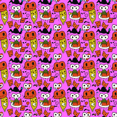 Vector seamless illustration fantastic monster pattern