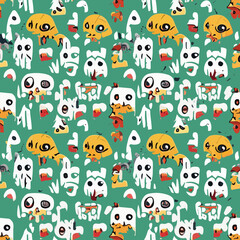 Vector seamless illustration fantastic monster pattern