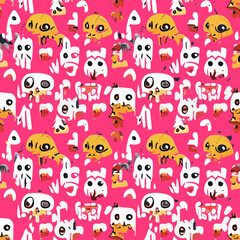 Vector seamless illustration fantastic monster pattern