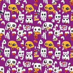 Vector seamless illustration fantastic monster pattern