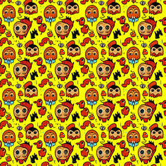 Vector seamless illustration fantastic monster pattern