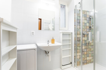 Fototapeta na wymiar a bathroom in an apartment of a residential building