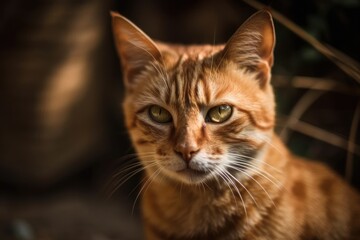 Naklejka na ściany i meble young domestic cat photo on a blurred background. Generative AI