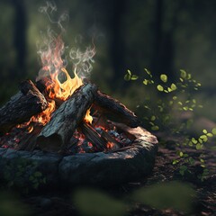 Fototapeta premium Bonfire. AI generated