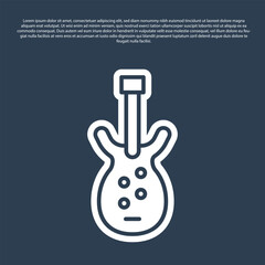 Blue line Electric bass guitar icon isolated on blue background. Vector
