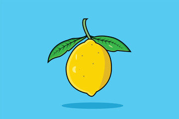 A vector of a lemon with a green leaf on it