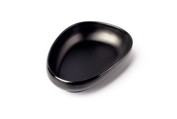 Black isolated ceramic bowl on white background