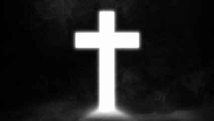 Easter's Divine Light, Zooming in on the Glowing Cross with fog