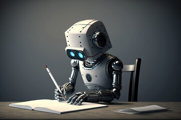 AI writer, generative AI robot writing like a human author or blogger
