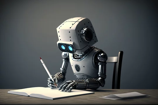 AI writer, generative AI robot writing like a human author or blogger Stock Illustration | Adobe Stock