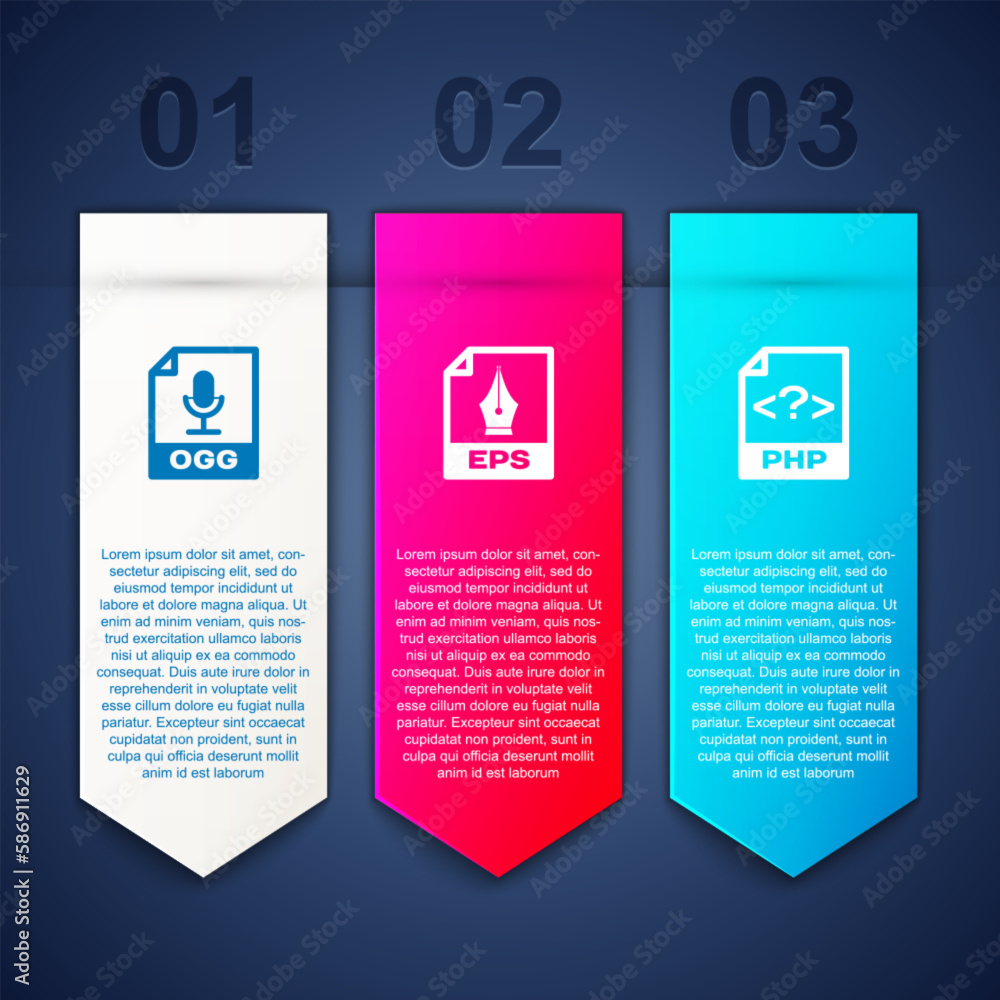 Poster set ogg file document, eps and php. business infographic template. vector
